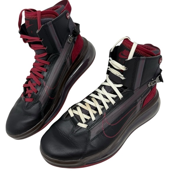 Nike Air Max 720 Saturn Black Team Red Thunder Gray Leather Sneakers Size 7.5 - Picture 3 of 16